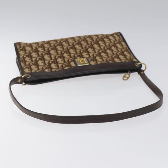 DIOR Trotter Canvas Shoulder Bag Brown Gold - Picture 7 of 12